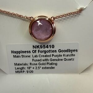 Happiness Of Forgotten Goodbyes Rose Gold Necklace with Purple Kunzite